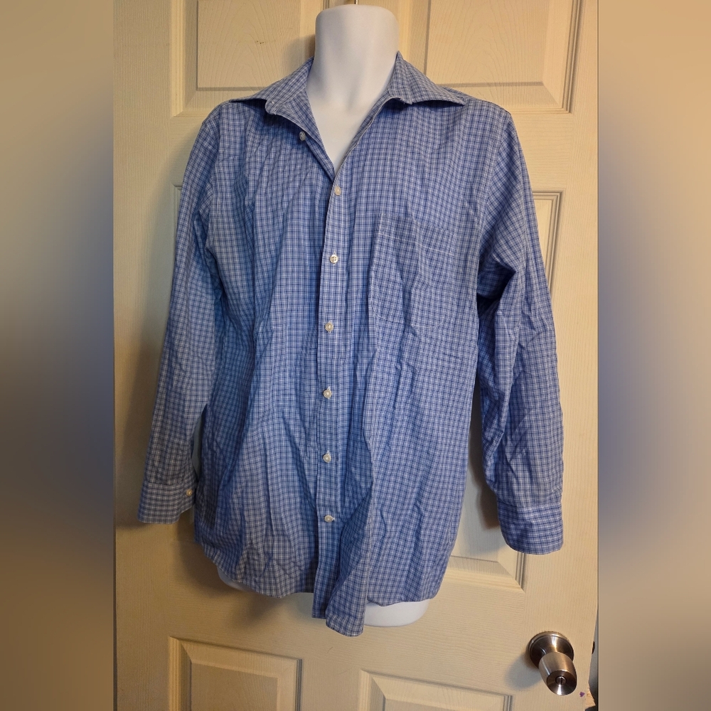 Stafford Classic Blue Checked Men's Dress Shirt
